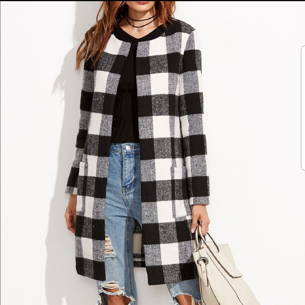Black & White Checked Coat
